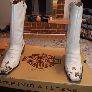 Harley-Davidson White Boots with Black Accents